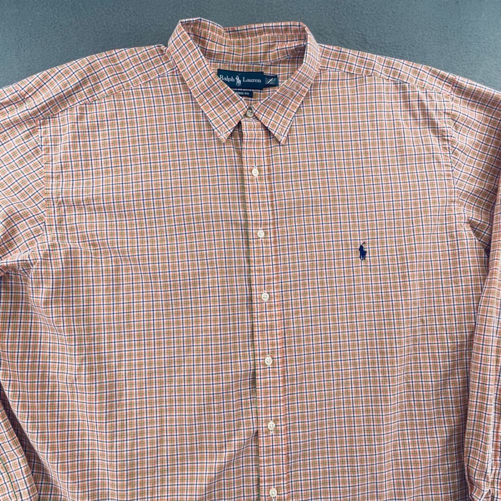 Polo Ralph Lauren Men Shirt Cotton Plaid 2XLT Classic Fit Preppy Button Down